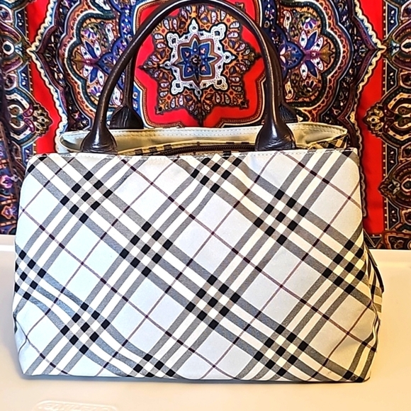 BURBERRY LONDON RARE BLUE PLAID HANDBAG - Picture 1 of 15